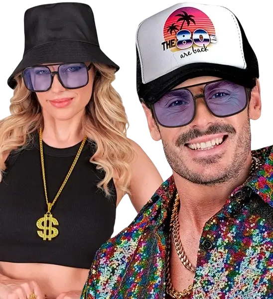 Lunettes hip-hop années 90 avec verres azur – accessoire rétro pour soirée à thème