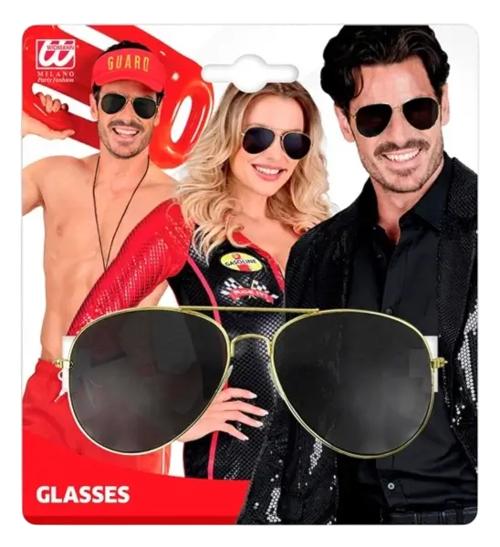 Lunettes avec verres noirs – accessoire de déguisement pour adulte