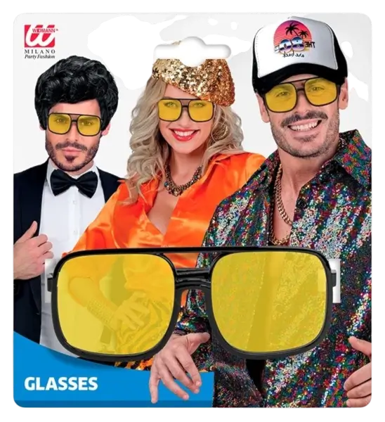 Lunettes hip-hop années 90 avec verres jaunes – accessoire rétro pour soirée à thème