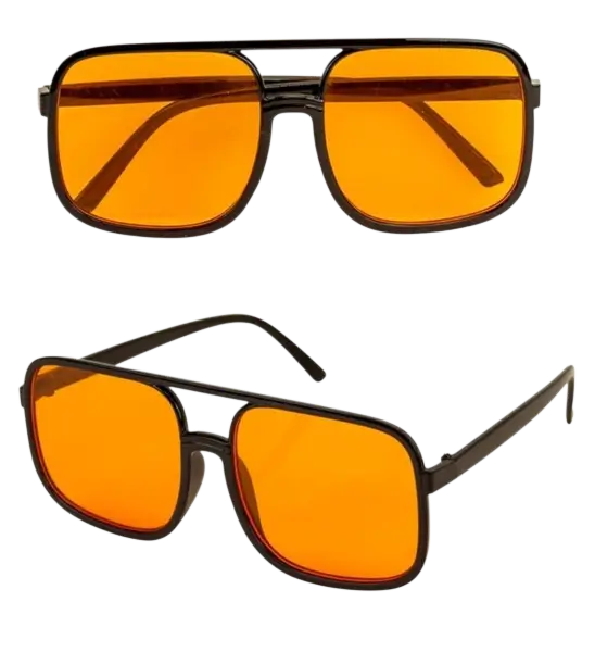 Lunettes hip-hop années 90 avec verres orange – accessoire rétro pour soirée à thème