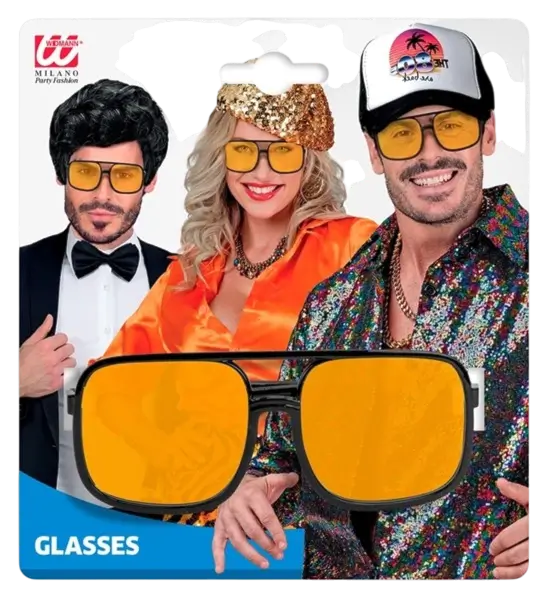Lunettes hip-hop années 90 avec verres orange – accessoire rétro pour soirée à thème