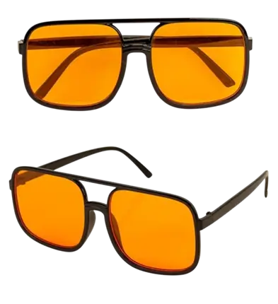 Lunettes hip-hop années 90 avec verres orange – accessoire rétro pour soirée à thème