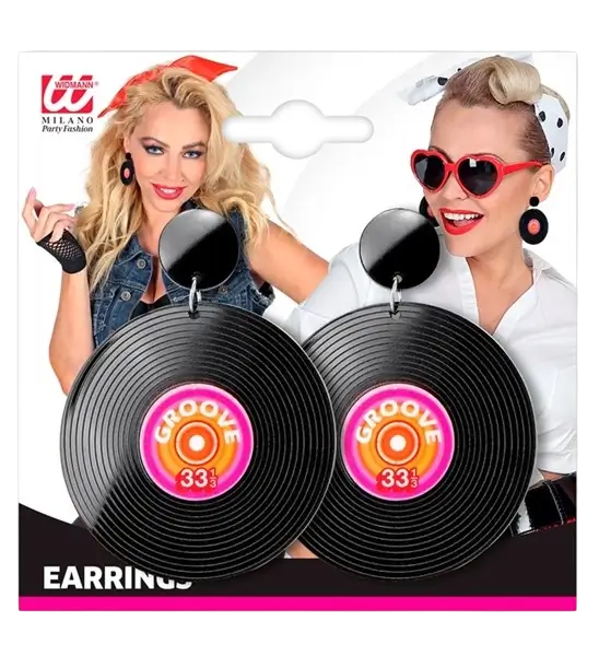 Boucles d'oreilles disque vinyle années 80 – Accessoire rétro pour déguisement et soirée à thème