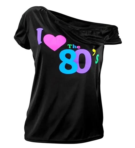 T-shirt mode années 80 pour adulte – haut rétro pour soirée années 80 et festival - S/M