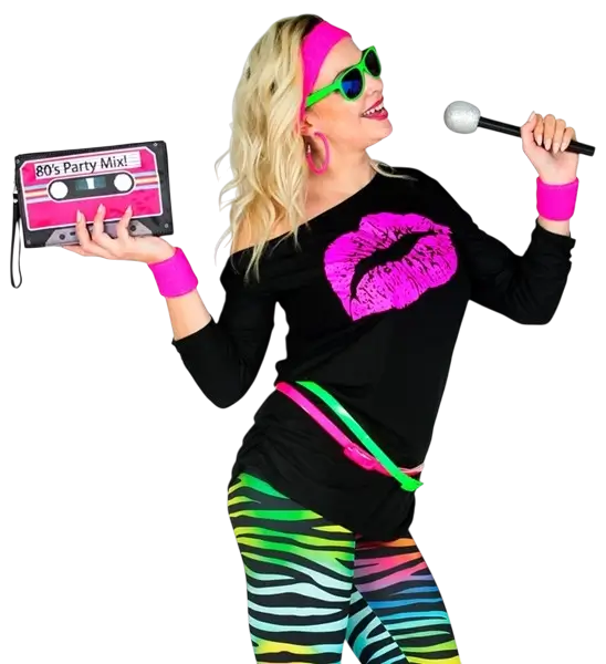 T-shirt années 80 pour adulte – haut rétro pour soirée années 80 et festival - S/M