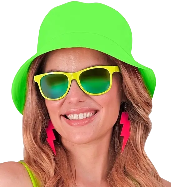 Chapeau Pêcheur Vert Fluo – Bob Fluorescent pour Festival, Soirée &amp; Déguisement
