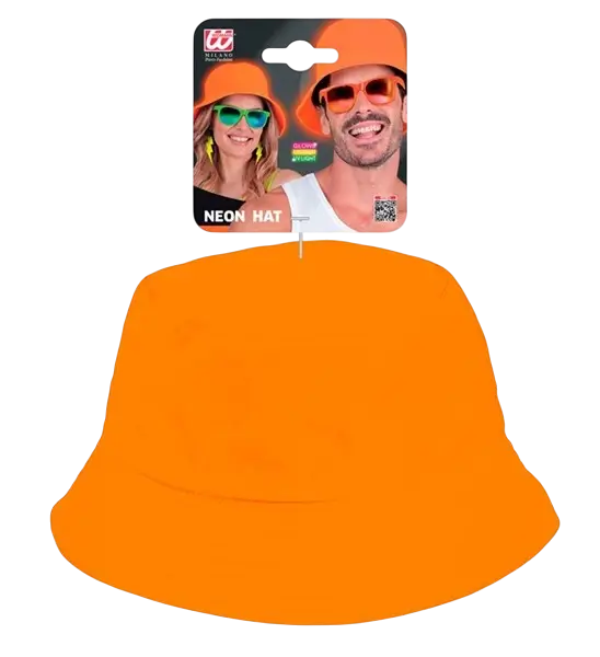 Chapeau Pêcheur Orange Fluo – Bob Fluorescent pour Festival, Soirée &amp; Déguisement