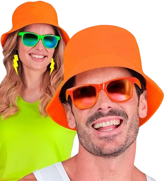 Chapeau Pêcheur Orange Fluo – Bob Fluorescent pour Festival, Soirée &amp; Déguisement
