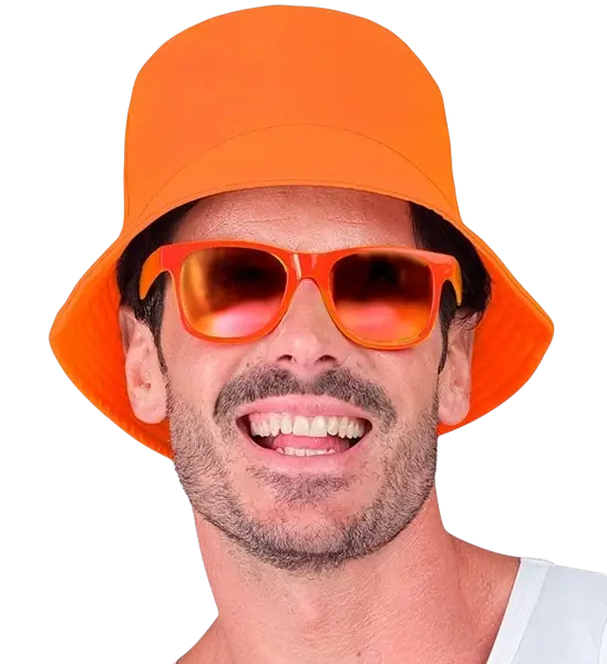 Chapeau Pêcheur Orange Fluo – Bob Fluorescent pour Festival, Soirée &amp; Déguisement