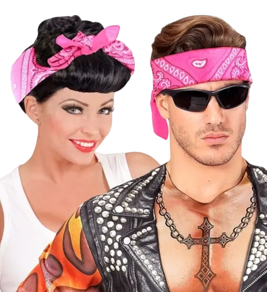 Bandana rose 55 x 55 cm en coton – accessoire pour déguisement, festival et soirée à thème