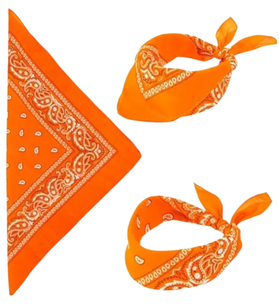 Bandana orange 55 x 55 cm en coton – accessoire pour déguisement, festival et soirée à thème