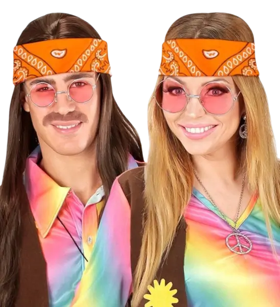 Bandana orange 55 x 55 cm en coton – accessoire pour déguisement, festival et soirée à thème