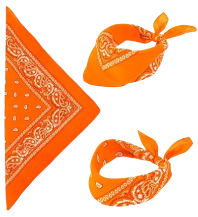 Bandana orange 55 x 55 cm en coton – accessoire pour déguisement, festival et soirée à thème