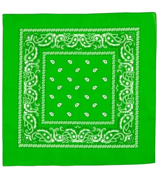 Bandana vert 55 x 55 cm en coton – accessoire pour déguisement, festival et soirée à thème