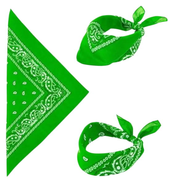 Bandana vert 55 x 55 cm en coton – accessoire pour déguisement, festival et soirée à thème