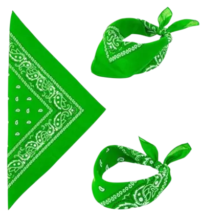 Bandana vert 55 x 55 cm en coton – accessoire pour déguisement, festival et soirée à thème