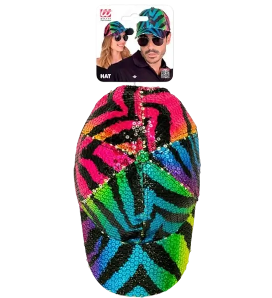Casquette à paillettes motif tigre arc-en-ciel – accessoire festif pour festival, carnaval et soirée à thème
