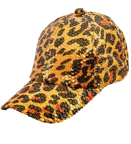 Casquette à Paillettes Léopard – Accessoire Disco &amp; Soirée à Thème Animalier