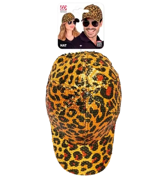 Casquette à Paillettes Léopard – Accessoire Disco &amp; Soirée à Thème Animalier