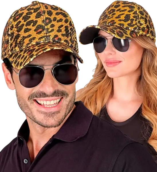 Casquette à Paillettes Léopard – Accessoire Disco &amp; Soirée à Thème Animalier