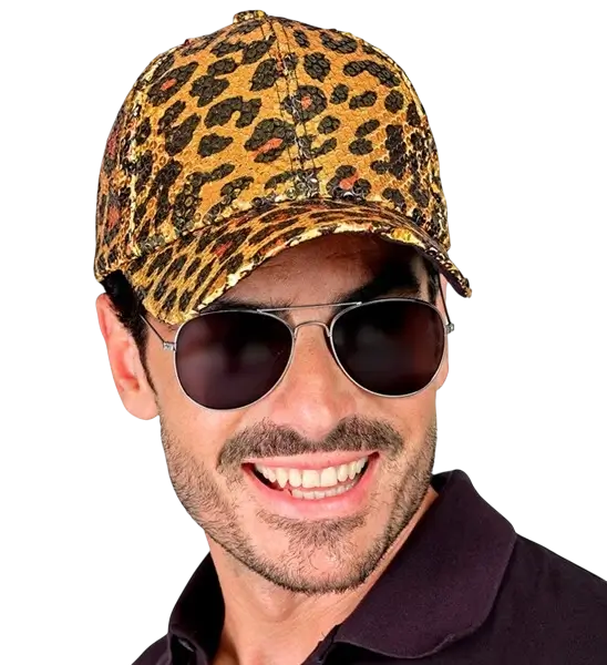 Casquette à Paillettes Léopard – Accessoire Disco &amp; Soirée à Thème Animalier