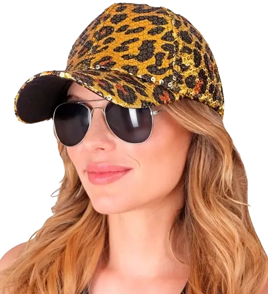 Casquette à Paillettes Léopard – Accessoire Disco &amp; Soirée à Thème Animalier