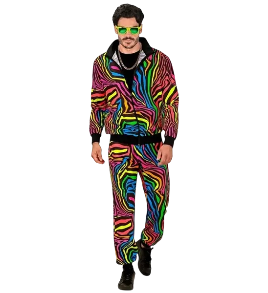Survêtement fluo arc-en-ciel animalier pour adulte – veste et pantalon - S