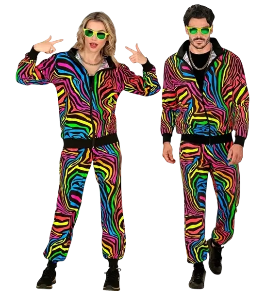 Survêtement fluo arc-en-ciel animalier pour adulte – veste et pantalon - S