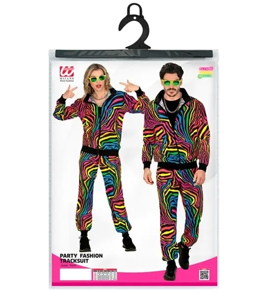 Survêtement fluo arc-en-ciel animalier pour adulte – veste et pantalon - S