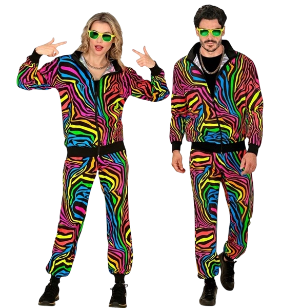 Déguisement Années 80 Animalier Arc-en-Ciel Fluo – Ensemble Veste &amp; Pantalon