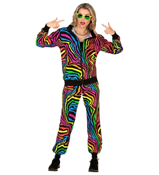 Déguisement Années 80 Animalier Arc-en-Ciel Fluo – Ensemble Veste &amp; Pantalon