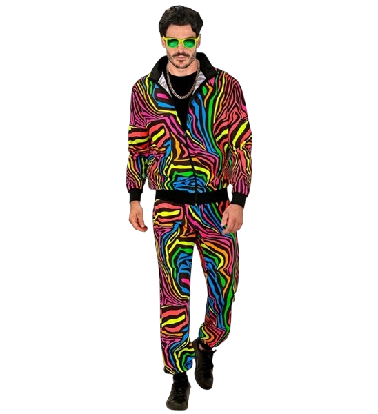 Déguisement Années 80 Animalier Arc-en-Ciel Fluo – Ensemble Veste &amp; Pantalon