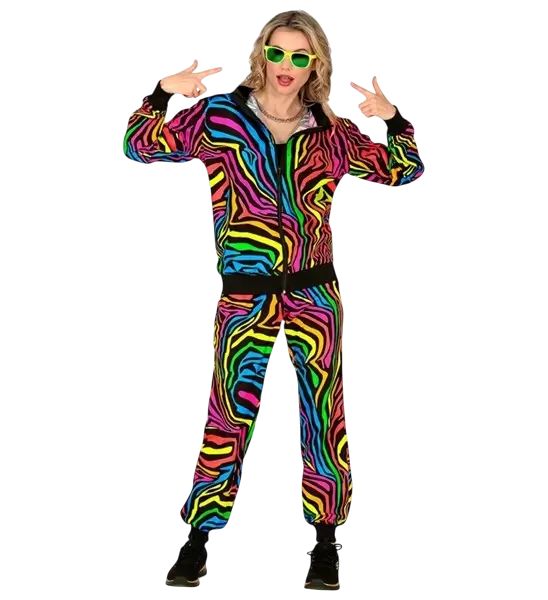 Survêtement fluo arc-en-ciel animalier pour adulte – veste et pantalon- L