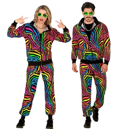 Survêtement fluo arc-en-ciel animalier pour adulte – veste et pantalon- L