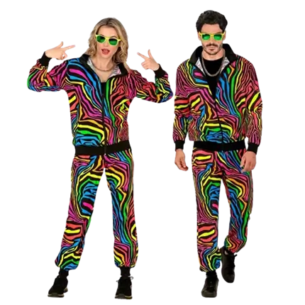 Survêtement fluo arc-en-ciel animalier pour adulte – veste et pantalon - XL