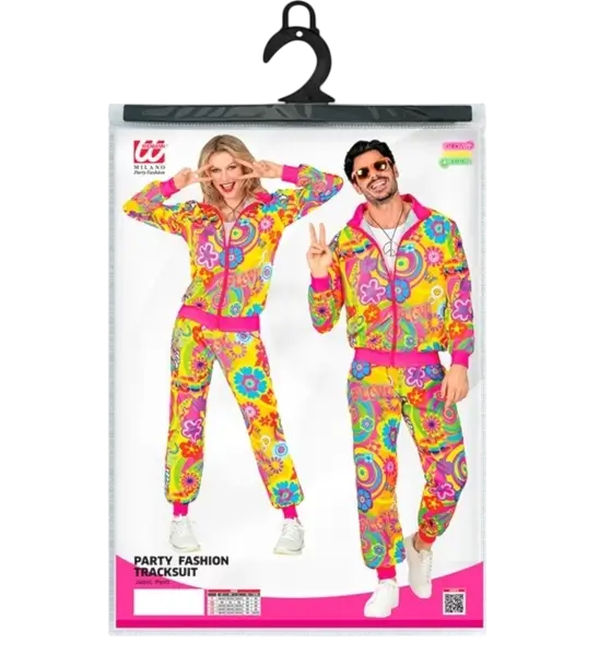 Déguisement hippie Groovy Love fluo pour adulte – veste et pantalon années 70 - L