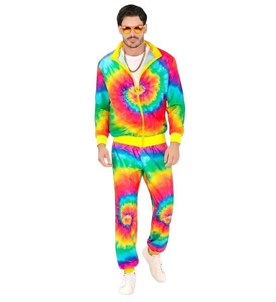 Déguisement Hippie Psychédélique Tie &amp; Dye Fluo Adulte – Veste &amp; Pantalon
