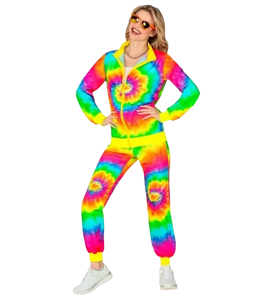 Déguisement Hippie Psychédélique Tie &amp; Dye Fluo Adulte – Veste &amp; Pantalon