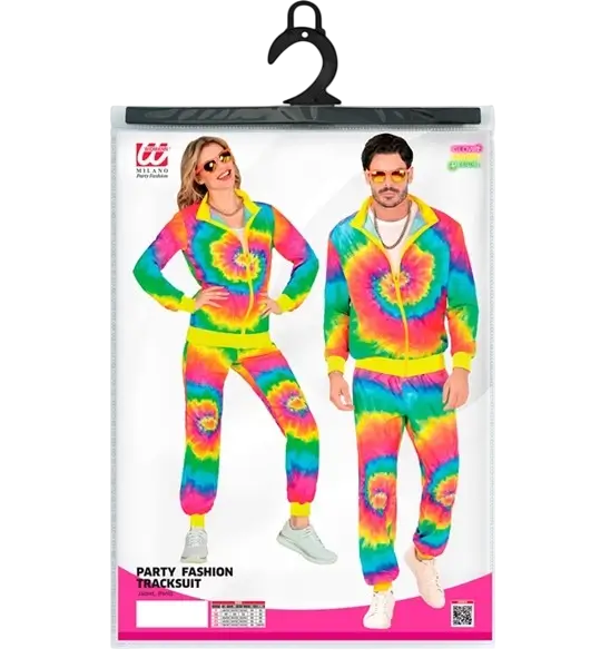Déguisement Hippie Psychédélique Tie &amp; Dye Fluo Adulte – Veste &amp; Pantalon