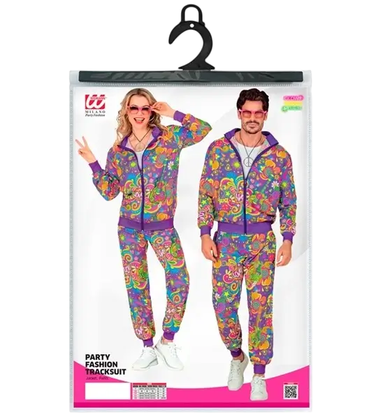 Déguisement hippie Flower Power fluo pour adulte – veste et pantalon années 70 - S