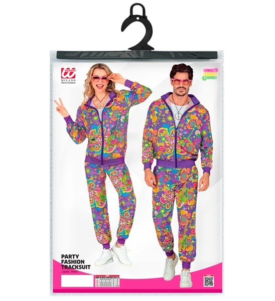 Déguisement Hippie Flower Power Fluo M – Ensemble Veste &amp; Pantalon Années 70