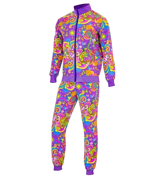 Déguisement Hippie Flower Power Fluo M – Ensemble Veste &amp; Pantalon Années 70