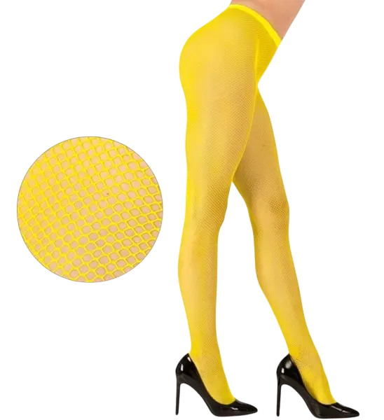 Collant résille jaune néon – accessoire fluo pour soirée, festival et déguisement années 80