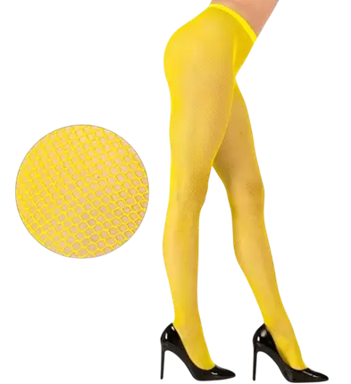 Collant résille jaune néon – accessoire fluo pour soirée, festival et déguisement années 80