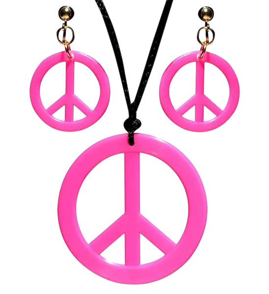 Collier hippie rose néon avec boucles d'oreilles – Kit d'accessoires fluo pour soirée et festival