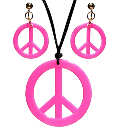 Collier hippie rose néon avec boucles d'oreilles – Kit d'accessoires fluo pour soirée et festival