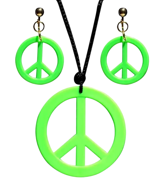 Collier hippie vert néon avec boucles d'oreilles – kit d'accessoires fluo pour soirée et festival