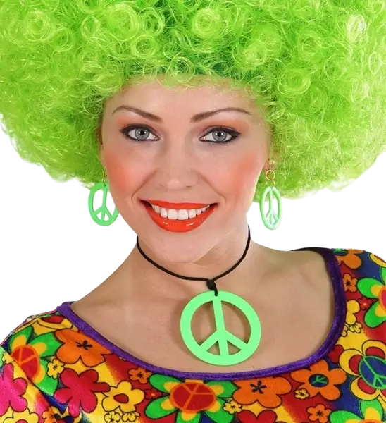 Collier hippie vert néon avec boucles d'oreilles – kit d'accessoires fluo pour soirée et festival