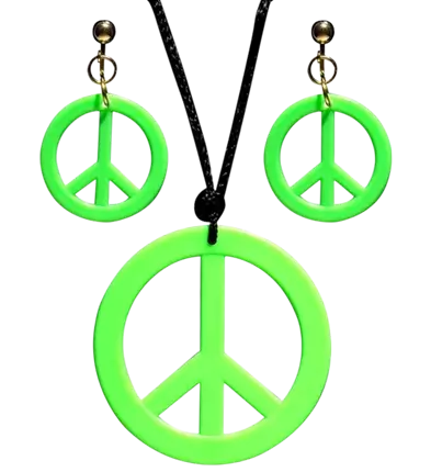 Collier hippie vert néon avec boucles d'oreilles – kit d'accessoires fluo pour soirée et festival