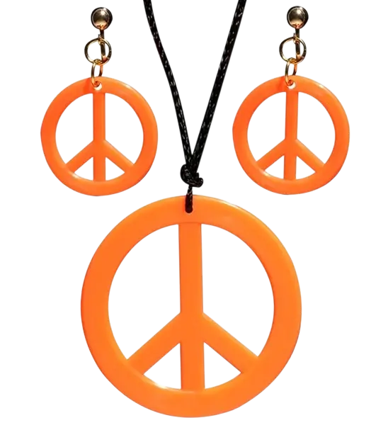 Collier hippie orange néon avec boucles d'oreilles – set d'accessoires fluo pour soirée et festival